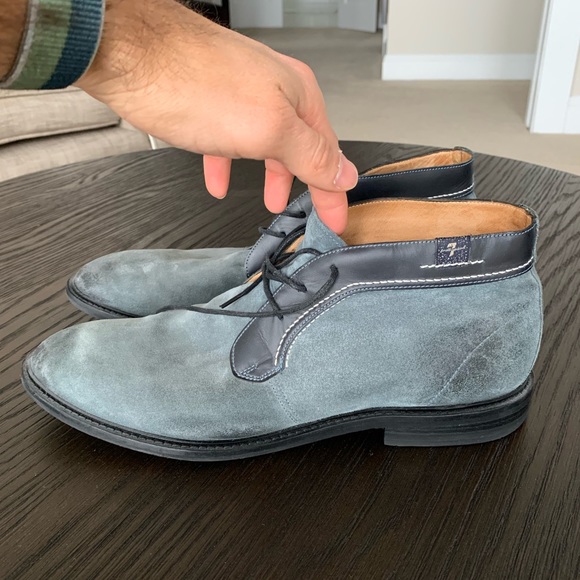 7 for All Mankind Blue Suede Chukka Boots - Picture 1 of 5